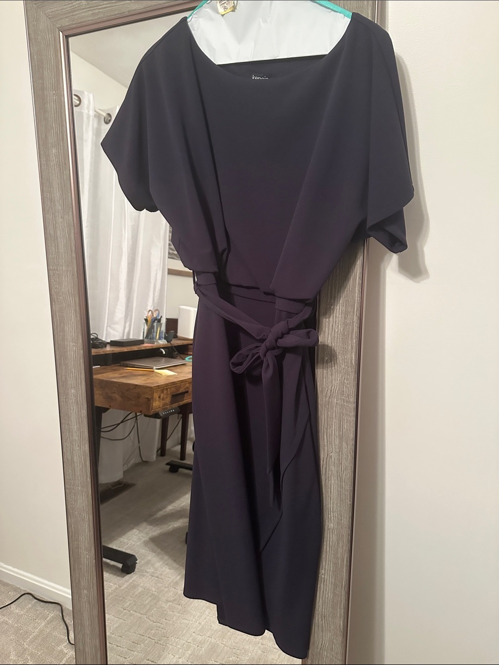 Kensie Navy Belted Midi Dress